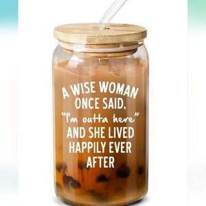 Glass Tumbler Bamboo Lid Glass Straw 16 Oz Wise Women Retirement  Divorce